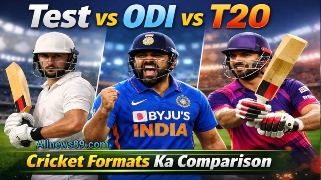Test vs ODI vs T20: Cricket Formats Ka Complete Comparison in Hindi 2026