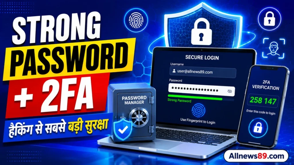 Password Safety Guide, पासवर्ड सुरक्षा गाइड, Password Security Tips, Strong Password, Online Account Security, Cyber Security, Two Factor Authentication, 2FA, Password Manager, Passkey