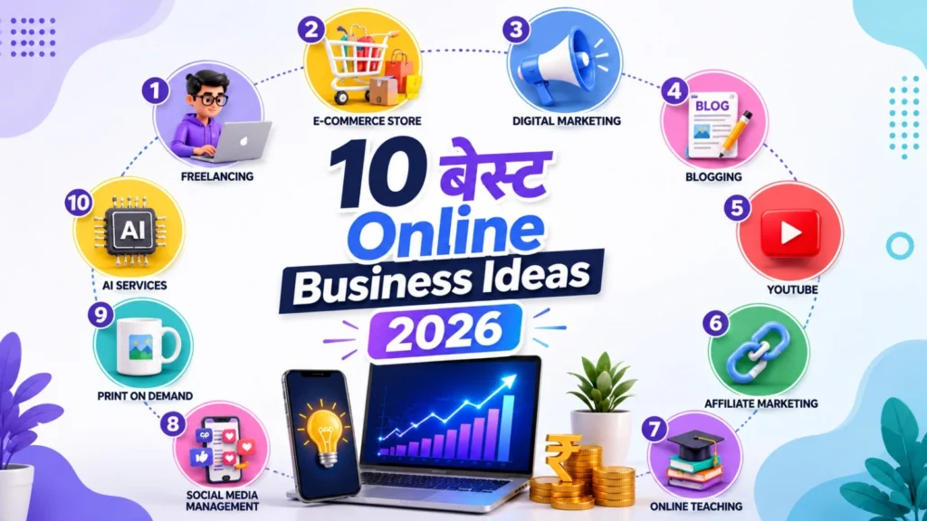 Online Business Ideas, ऑनलाइन बिजनेस आइडियाज, Online Business, घर बैठे बिजनेस, Online Earning, बिना निवेश बिजनेस, Digital Business, Work From Home, Small Business Ideas, Online Business 2026