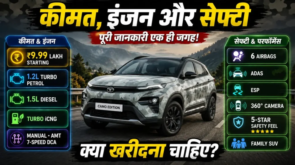 Tata Nexon Camo Edition 2026 कीमत और फीचर्स